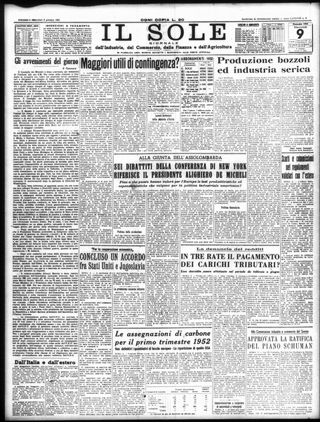 Il sole : giornale commerciale, agricolo, industriale... : organo ufficiale della Camera di commercio e industria di Milano ...