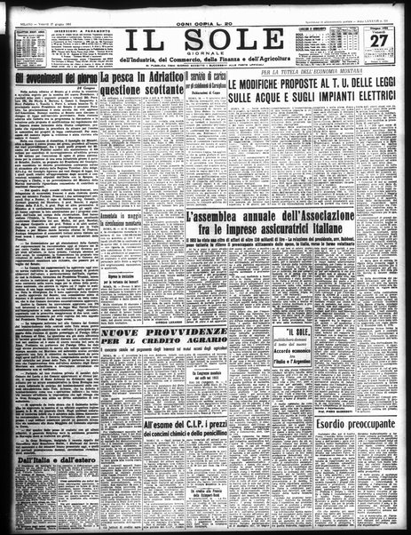Il sole : giornale commerciale, agricolo, industriale... : organo ufficiale della Camera di commercio e industria di Milano ...