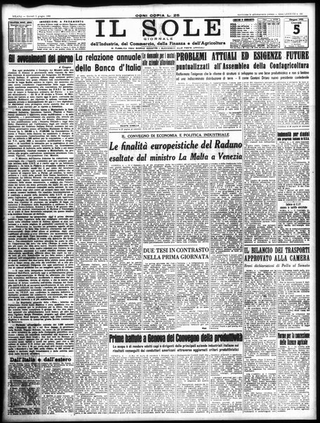 Il sole : giornale commerciale, agricolo, industriale... : organo ufficiale della Camera di commercio e industria di Milano ...