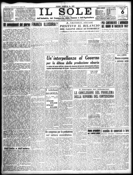 Il sole : giornale commerciale, agricolo, industriale... : organo ufficiale della Camera di commercio e industria di Milano ...