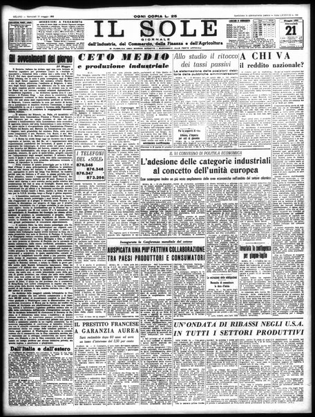 Il sole : giornale commerciale, agricolo, industriale... : organo ufficiale della Camera di commercio e industria di Milano ...