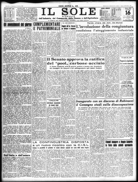 Il sole : giornale commerciale, agricolo, industriale... : organo ufficiale della Camera di commercio e industria di Milano ...