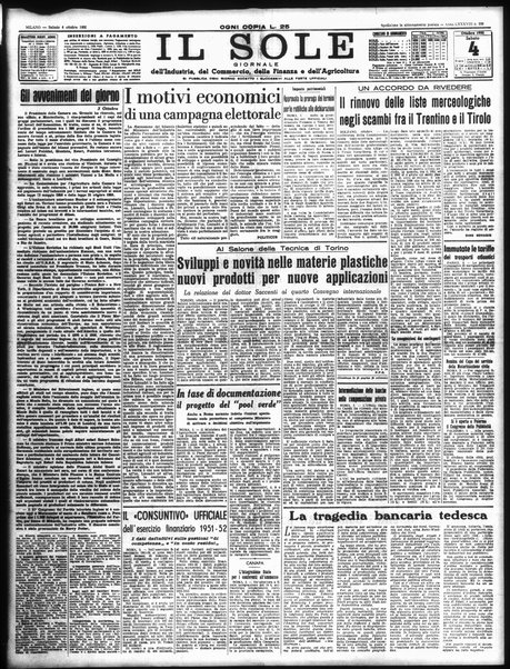 Il sole : giornale commerciale, agricolo, industriale... : organo ufficiale della Camera di commercio e industria di Milano ...