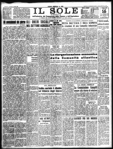 Il sole : giornale commerciale, agricolo, industriale... : organo ufficiale della Camera di commercio e industria di Milano ...