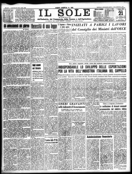 Il sole : giornale commerciale, agricolo, industriale... : organo ufficiale della Camera di commercio e industria di Milano ...