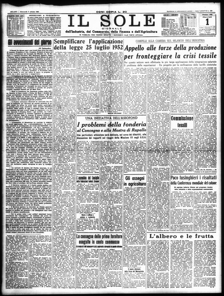 Il sole : giornale commerciale, agricolo, industriale... : organo ufficiale della Camera di commercio e industria di Milano ...