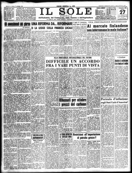 Il sole : giornale commerciale, agricolo, industriale... : organo ufficiale della Camera di commercio e industria di Milano ...