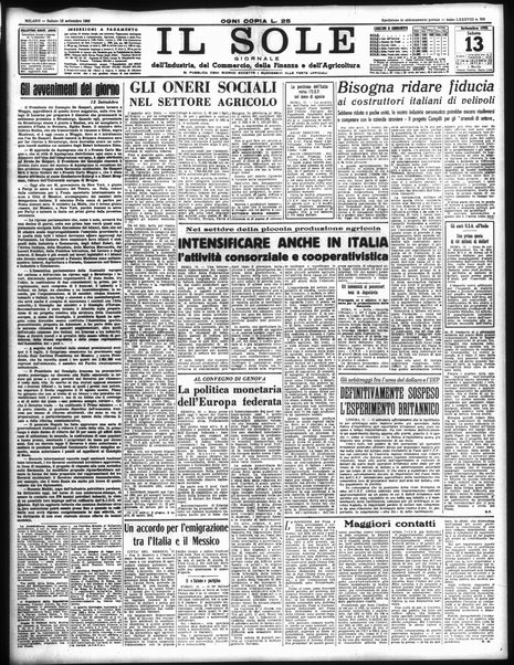 Il sole : giornale commerciale, agricolo, industriale... : organo ufficiale della Camera di commercio e industria di Milano ...