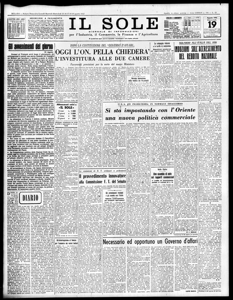 Il sole : giornale commerciale, agricolo, industriale... : organo ufficiale della Camera di commercio e industria di Milano ...