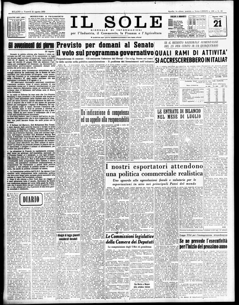 Il sole : giornale commerciale, agricolo, industriale... : organo ufficiale della Camera di commercio e industria di Milano ...