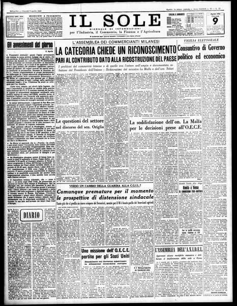 Il sole : giornale commerciale, agricolo, industriale... : organo ufficiale della Camera di commercio e industria di Milano ...