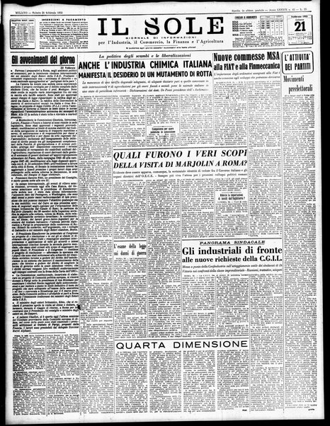 Il sole : giornale commerciale, agricolo, industriale... : organo ufficiale della Camera di commercio e industria di Milano ...