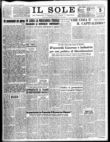 Il sole : giornale commerciale, agricolo, industriale... : organo ufficiale della Camera di commercio e industria di Milano ...