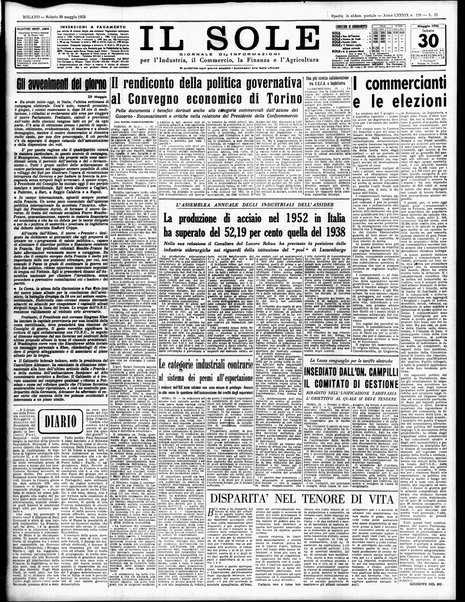 Il sole : giornale commerciale, agricolo, industriale... : organo ufficiale della Camera di commercio e industria di Milano ...