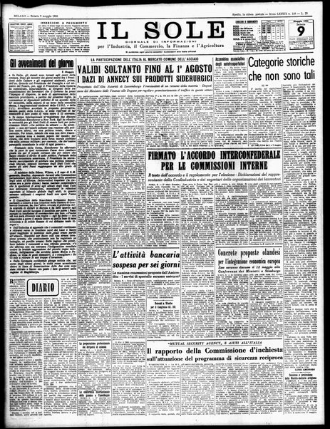 Il sole : giornale commerciale, agricolo, industriale... : organo ufficiale della Camera di commercio e industria di Milano ...