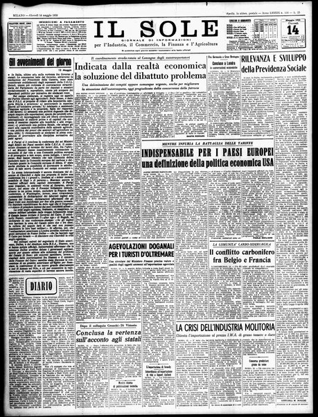 Il sole : giornale commerciale, agricolo, industriale... : organo ufficiale della Camera di commercio e industria di Milano ...