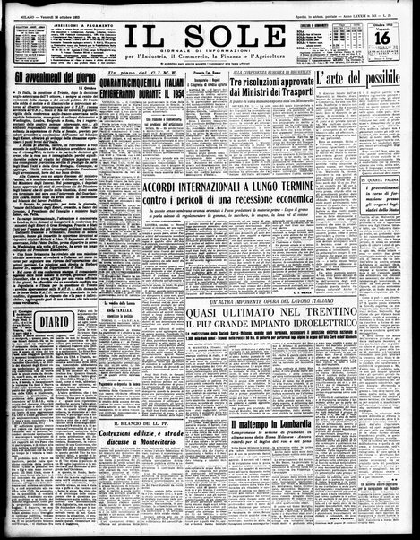 Il sole : giornale commerciale, agricolo, industriale... : organo ufficiale della Camera di commercio e industria di Milano ...