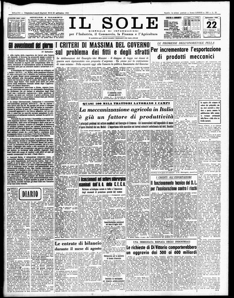 Il sole : giornale commerciale, agricolo, industriale... : organo ufficiale della Camera di commercio e industria di Milano ...