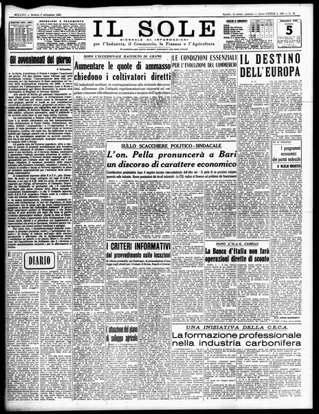 Il sole : giornale commerciale, agricolo, industriale... : organo ufficiale della Camera di commercio e industria di Milano ...