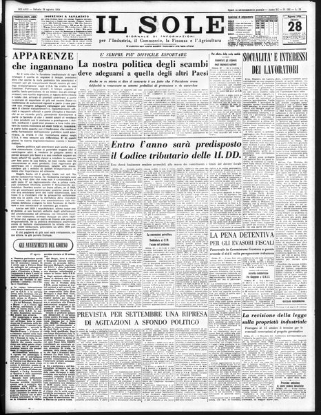 Il sole : giornale commerciale, agricolo, industriale... : organo ufficiale della Camera di commercio e industria di Milano ...