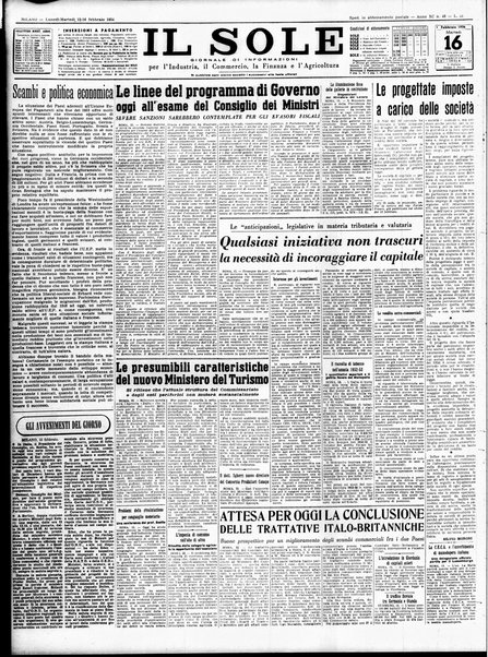 Il sole : giornale commerciale, agricolo, industriale... : organo ufficiale della Camera di commercio e industria di Milano ...