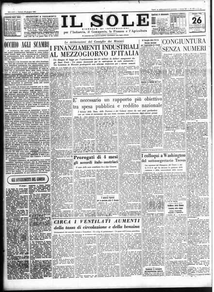 Il sole : giornale commerciale, agricolo, industriale... : organo ufficiale della Camera di commercio e industria di Milano ...