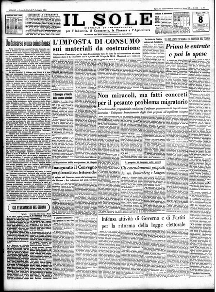 Il sole : giornale commerciale, agricolo, industriale... : organo ufficiale della Camera di commercio e industria di Milano ...