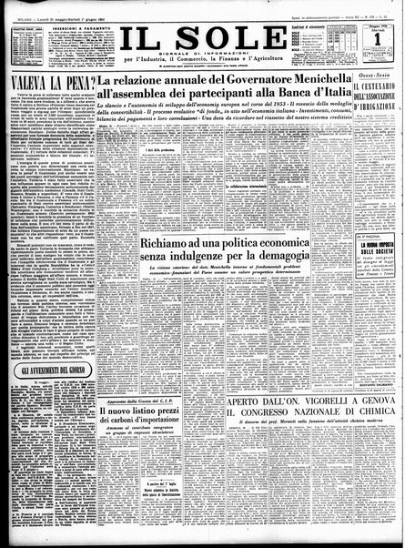 Il sole : giornale commerciale, agricolo, industriale... : organo ufficiale della Camera di commercio e industria di Milano ...