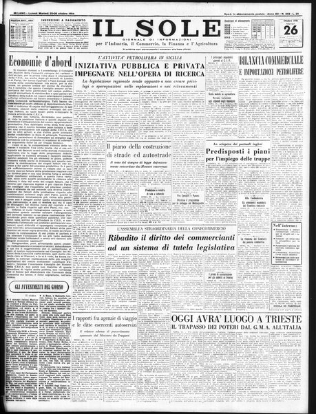 Il sole : giornale commerciale, agricolo, industriale... : organo ufficiale della Camera di commercio e industria di Milano ...