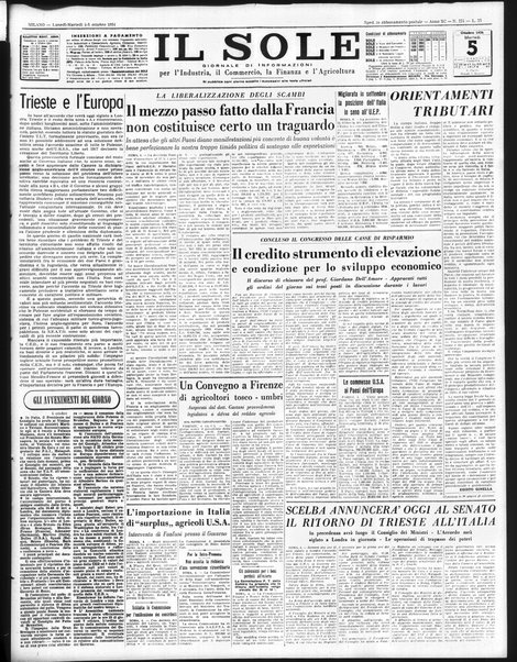 Il sole : giornale commerciale, agricolo, industriale... : organo ufficiale della Camera di commercio e industria di Milano ...