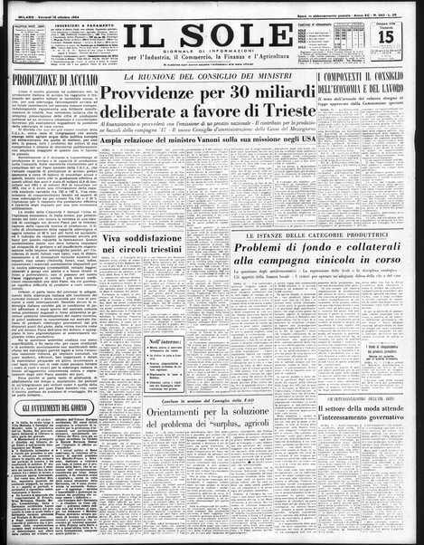 Il sole : giornale commerciale, agricolo, industriale... : organo ufficiale della Camera di commercio e industria di Milano ...