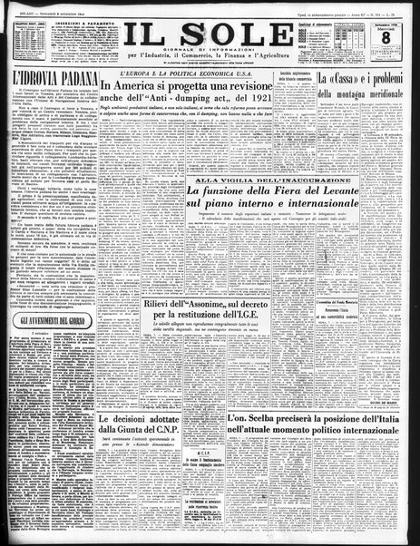 Il sole : giornale commerciale, agricolo, industriale... : organo ufficiale della Camera di commercio e industria di Milano ...