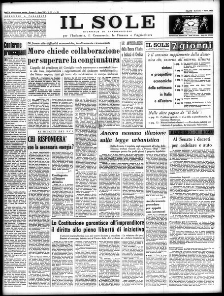 Il sole : giornale commerciale, agricolo, industriale... : organo ufficiale della Camera di commercio e industria di Milano ...