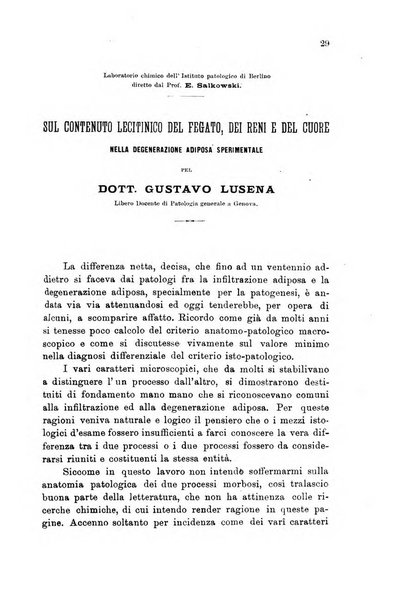 Lo sperimentale ovvero giornale critico di medicina e chirurgia per servire ai bisogni dell'arte salutare