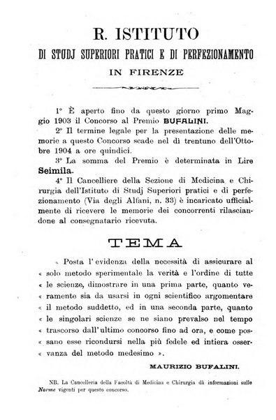 Lo sperimentale ovvero giornale critico di medicina e chirurgia per servire ai bisogni dell'arte salutare