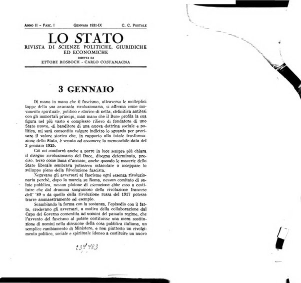 Lo Stato rivista di scienze politiche e giuridiche