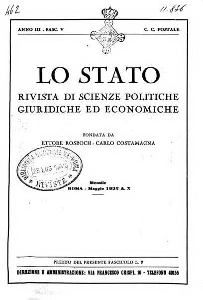 Lo Stato rivista di scienze politiche e giuridiche