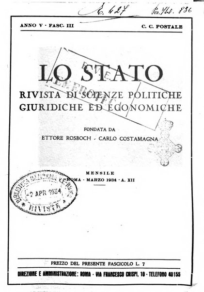 Lo Stato rivista di scienze politiche e giuridiche