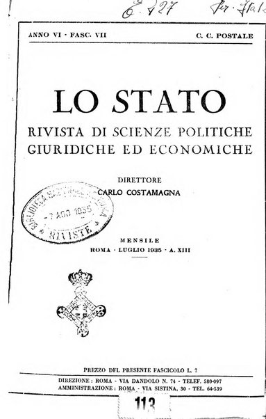 Lo Stato rivista di scienze politiche e giuridiche