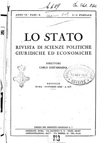 Lo Stato rivista di scienze politiche e giuridiche