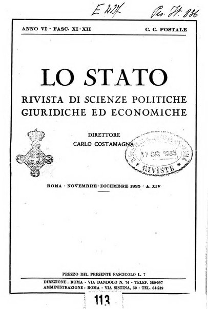 Lo Stato rivista di scienze politiche e giuridiche