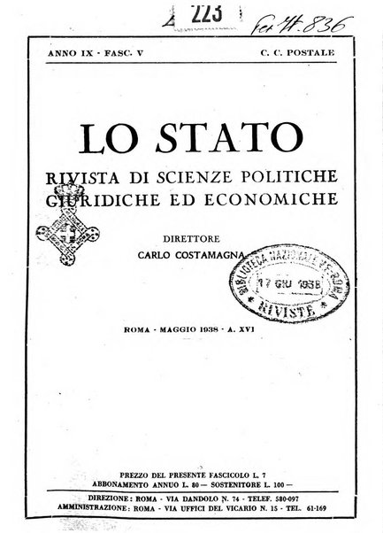 Lo Stato rivista di scienze politiche e giuridiche