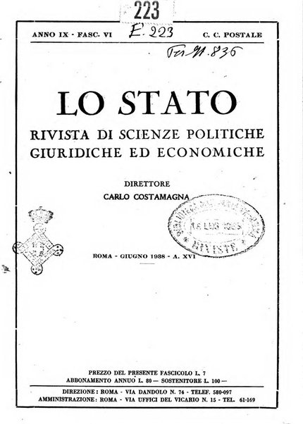 Lo Stato rivista di scienze politiche e giuridiche