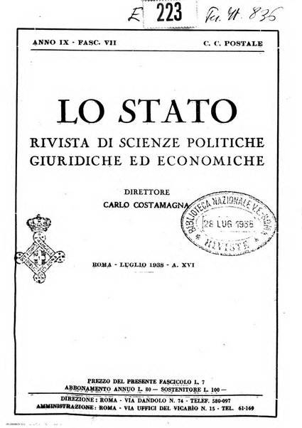 Lo Stato rivista di scienze politiche e giuridiche