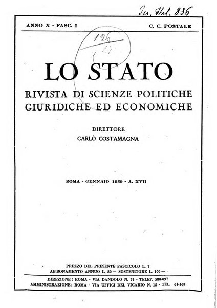 Lo Stato rivista di scienze politiche e giuridiche