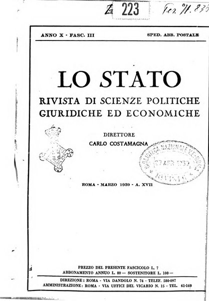 Lo Stato rivista di scienze politiche e giuridiche