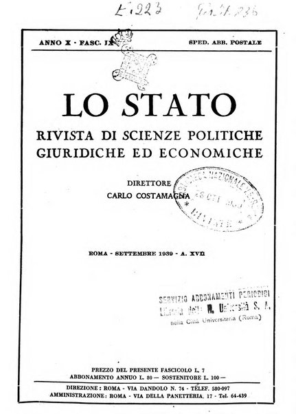 Lo Stato rivista di scienze politiche e giuridiche