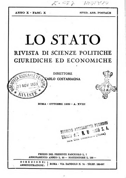 Lo Stato rivista di scienze politiche e giuridiche