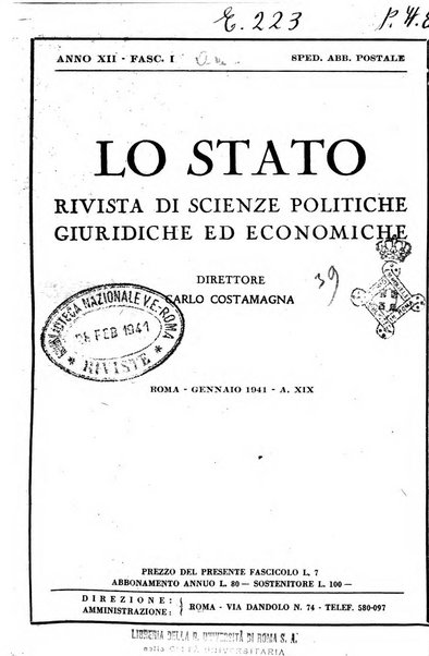 Lo Stato rivista di scienze politiche e giuridiche