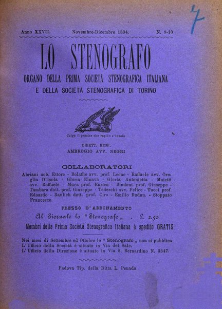 Lo stenografo organo della Prima societa stenografica italiana